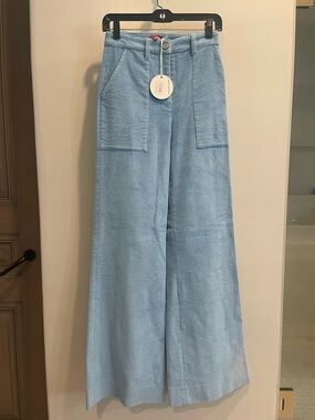 STAUD Light Blue Wide-Leg Corduroy Jeans
